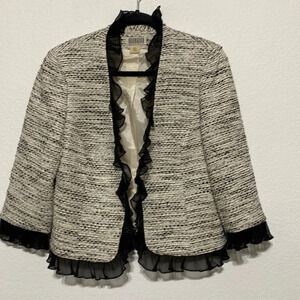 Georgiou Studio Vintage White Black Tweed Blazer Jacket - Size 8